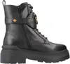 A black leather boot with laces and a buckle. Podgląd zdjęcia produktu