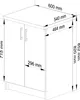 A technical drawing of a kitchen cabinet with dimensions indicated. Anteprima dell’immagine prodotto