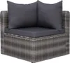 vidaXL 3-tlg. Garten-Sofagarnitur mit Kissen Grau Poly Produktbild-Vorschau 4