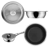A collage of different views of a WMF frying pan and a pot lid. Produktbild-Vorschau