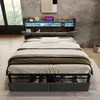A modern bedroom with a bed featuring LED lighting and storage. Anteprima dell’immagine prodotto