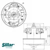 Technical drawing and dimensions of a vacuum cleaner motor. Podgląd zdjęcia produktu