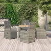 vidaXL 5-tlg. Garten-Essgruppe mit Kissen Grau Poly Rattan Produktbild-Vorschau 2