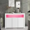 A modern white sideboard with pink LED lighting is displayed in a living room setting. Anteprima dell’immagine prodotto