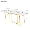 A diagram showing the dimensions of an oval dining table with a marble-like top and gold legs. Anteprima dell’immagine prodotto