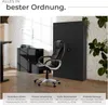 An office scene featuring a black filing cabinet and a black office chair. Produktbild-Vorschau