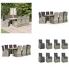 vidaXL 9 tlg. Garten Essgruppe mit Kissen Grau Poly Rattan Produktbild-Vorschau 1