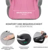 A collage of images showcasing the features of a car seat booster. Náhled obrázku produktu