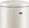 A close-up view of a sand-colored trash can with a red Wesco logo. Náhled obrázku produktu