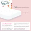 Illustration of a mattress with text explaining the importance of steghöhe (height) for fitted sheets. Produktbild-Vorschau
