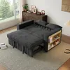 A dark gray sofa bed is shown in a living room setting, with a large window and a dresser in the background. Produktbild-Vorschau