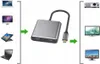 Diagram showing how a USB-C adapter connects various devices to displays and projectors. Náhled obrázku produktu