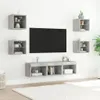 vidaXL 7-tlg. Wohnwand mit LED-Beleuchtung Betongrau Produktbild-Vorschau 3