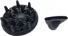 Two black hair dryer attachments are shown against a white background. The attachment on the left is a diffuser with multiple prongs. The attachment on the right is a concentrator nozzle. Náhled obrázku produktu