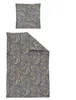 A flat lay of a pillowcase and a duvet cover with a paisley pattern. Produktbild-Vorschau