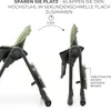 A high chair shown in two states: unfolded and folded, demonstrating its space-saving feature. Produktbild-Vorschau