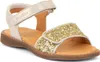 A single gold sandal is shown from a diagonal angle against a white background. Produktbild-Vorschau
