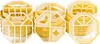 A collection of yellow and white plastic building blocks with cut-out shapes, stacked together. Podgląd zdjęcia produktu