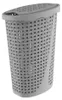 A gray laundry basket with a woven texture and a lid. Anteprima dell’immagine prodotto