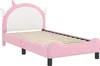 Bedframe voor kinderen met hoofdbord Roze 80 x 160 cm PU Productafbeelding-voorbeeld 4
