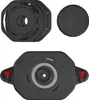 A set of black plastic accessories for a laser level, including several circular spacers and a main unit with red levers. Produktbild-Vorschau