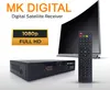 A marketing image showcasing a digital satellite receiver, remote control, and a television screen. Produktbild-Vorschau