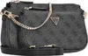 A close-up studio shot of a black and gray Guess handbag with a repeating logo pattern. Anteprima dell’immagine prodotto