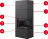 A diagram of a black fireplace insert with numbered callouts. Produktbild-Vorschau