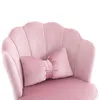 A close-up of a pink velvet chair with a bow-shaped pillow. Produktbild-Vorschau