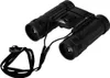 A black pair of compact binoculars with a neck strap attached, shown against a white background. Podgląd zdjęcia produktu