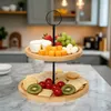 2-stöckige Etagere Bambus – Servierplatte für Obst, Snacks Produktbild-Vorschau 4