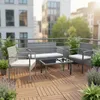 Relaxdays Gartenmöbel Set, 4-tlg. Rattan Sitzgruppe, 4 Produktbild-Vorschau 5