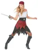 Freibeuterin-Kostüm mit Fransen für Damen schwarz-weiss-rot Produktbild-Vorschau 2