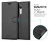 A black leather flip case for a smartphone, shown open with a close-up inset of the magnetic closure. Náhľad obrázku produktu