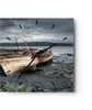 Wanduhr - Quadrat - Glasuhr - Boot Wrack Ufer - 40x40cm - Produktbild-Vorschau 1