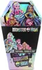 A coffin-shaped advent calendar box featuring illustrations of Monster High dolls. Produktbild-Vorschau