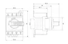 Technical drawing with dimensions of a DC main switch. Náhľad obrázku produktu