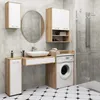A modern bathroom with a washing machine, sink, and cabinets. Náhľad obrázku produktu