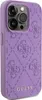 A close-up, angled view of the back of a purple iPhone case with a stamped Guess logo pattern. Anteprima dell’immagine prodotto