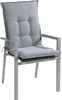 A gray outdoor chair with a gray cushion, shown from the front. Produktbild-Vorschau