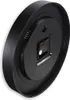 The back of a black wall clock is shown, with the internal mechanism and mounting hook visible. Anteprima dell’immagine prodotto