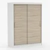 A white and wood sliding door wardrobe against a white background. Náhled obrázku produktu