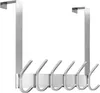 A silver over-the-door hook rack with six hooks. Produktbild-Vorschau