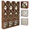 A collage of images showing a wooden wine rack in various configurations and close-ups of wine bottles. Anteprima dell’immagine prodotto