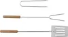 Three barbecue tools are laid out horizontally against a white background. Voir les images du produit