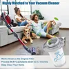 A family and their dog are relaxing in a living room while a vacuum cleaner is in use. Produktbild-Vorschau