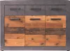 Indy Commode, 3 portes, 3 tiroirs, imitation chêne gris, Voir les images du produit 1