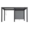 A dark gray pergola structure with a retractable shade is shown against a white background. Produktbild-Vorschau