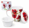 Teetasse Becher Tasse mit Deckel und Sieb Mohnblumen Produktbild-Vorschau 2