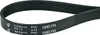 A black serpentine belt with white text printed on it. Produktbild-Vorschau